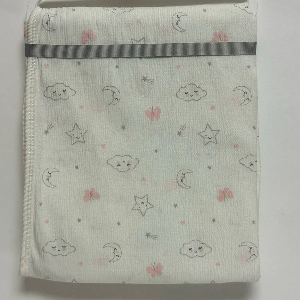 Carters Baby Girl Swaddle Swaddling Blanket Moon Pink Stars Clouds Size 35x35